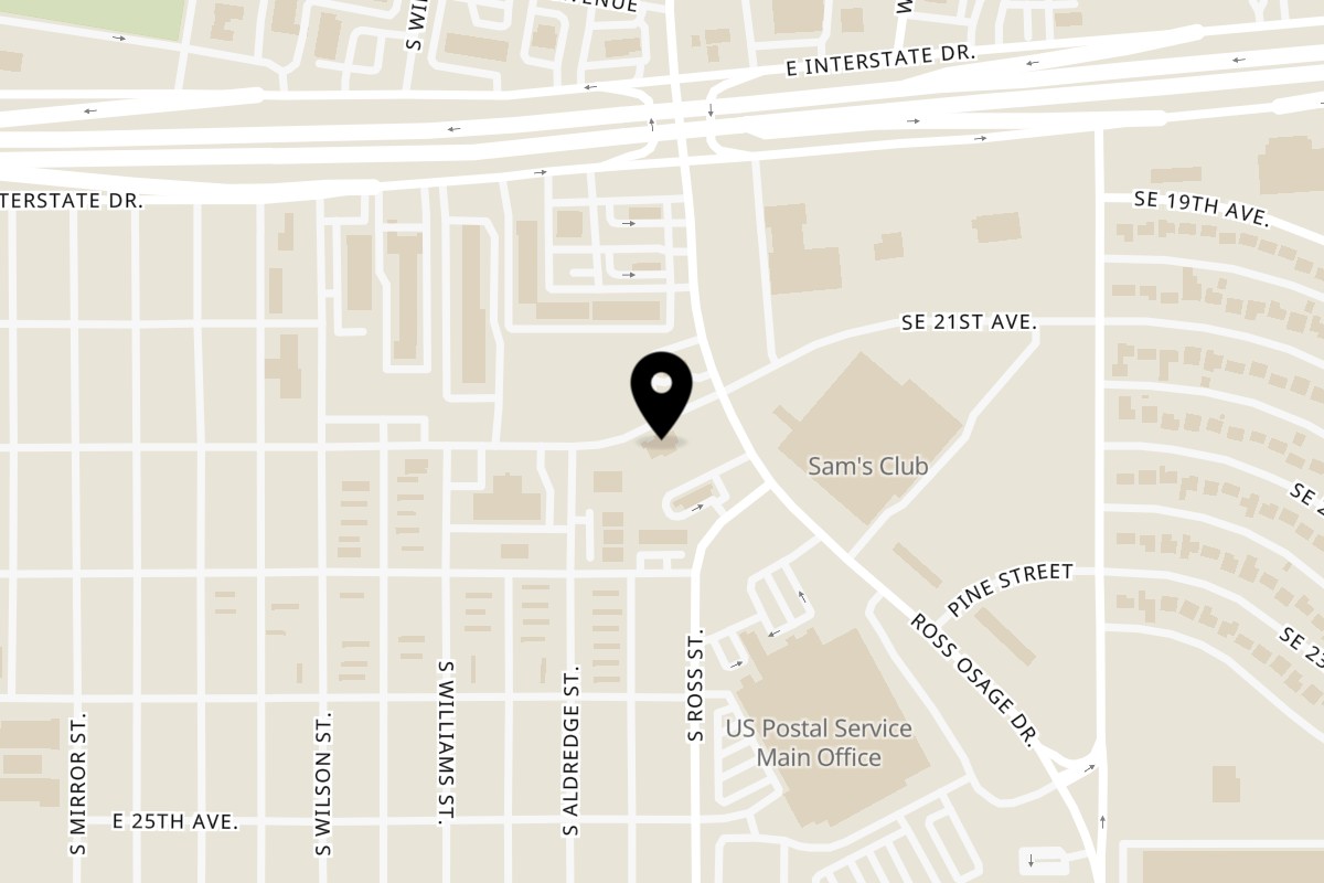 Map showing the location of La Fiesta Grande S Ross St on 2200 S Ross St in Amarillo